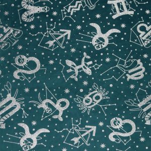 Astrology on Blue Pure Plush Fleece Fabric