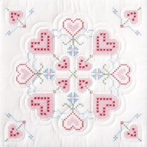 Jack Dempsey 18 Interlocking XX Hearts Stamped Quilt Blocks 6pk