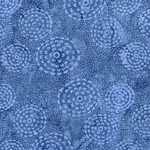 Hi Fashion Circular Medallions Blue Batik Cotton Fabric