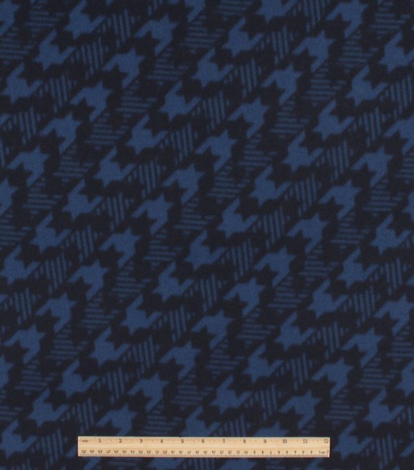Blue Diagonal Houndstooth Blizzard Fleece Fabric - Image 2