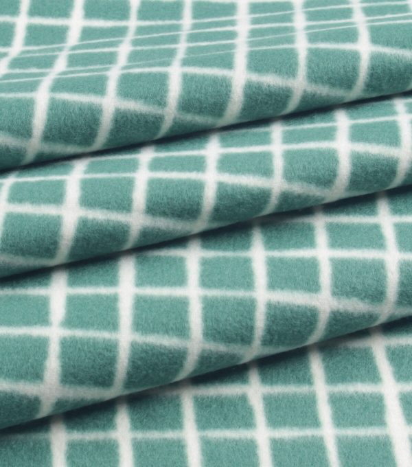 Green Grid Plaid Blizzard Fleece Fabric - Image 3