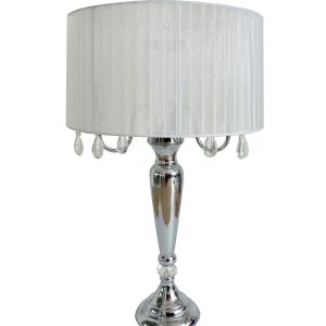 All The Rages 31 White Romantic Sheer Shade Table Lamp With Crystals