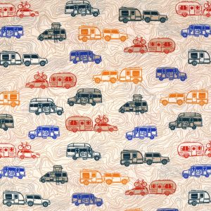 Beige Campers Novelty Cotton Fabric