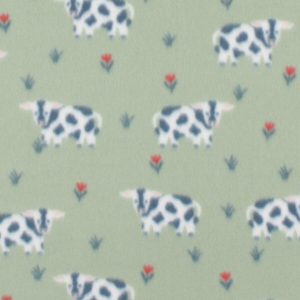 Cows Grazing on Green Blizzard Fleece Fabric