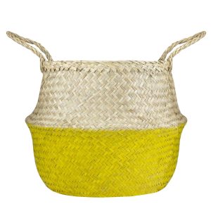 Northlight 15.5 Beige   Yellow Belly Basket With Handles