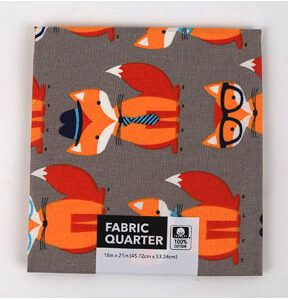 18 x 20 Foxes on Gray Novelty Cotton Fabric Quarter 1pc