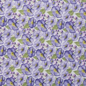 Purple Blooms   Leaves Cotton Fabric by Keepsake Calico