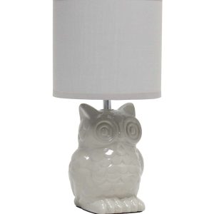 All The Rages 13 Ceramic Owl Desk Lamp With Fabric Shade