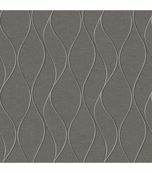 RoomMates Wallpaper Grey Wave Ogee