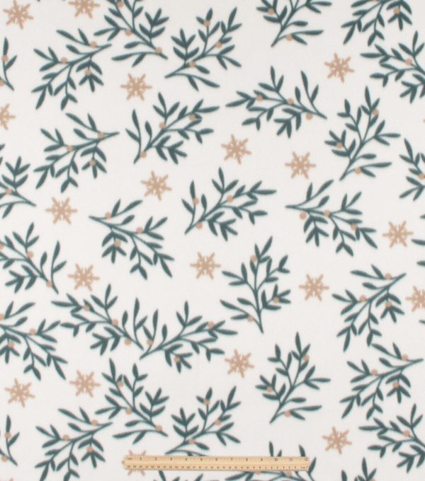 Green Mistletoe Blizzard Fleece Fabric - Image 2