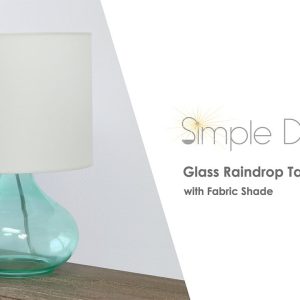 All The Rages Glass Raindrop Table Lamp with Fabric Shade