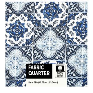 18 x 21 Blue Tiles Quilt Cotton Fabric Quarter 1pc by Keepsake Calico