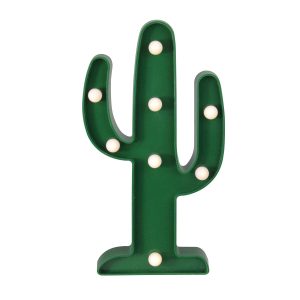 Northlight 10 Battery Operated Green Cactus Marquee -White LED Lights