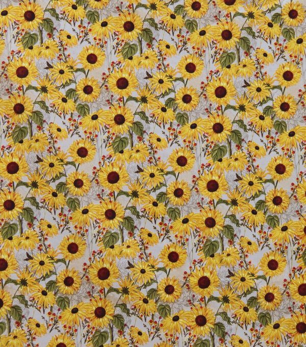 Whimsy Sunflowers Cream Harvest Cotton Fabric - Image 2