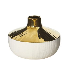 Nearly Natural 8 Elegance Ceramic Decorative Vase With Gold Accents