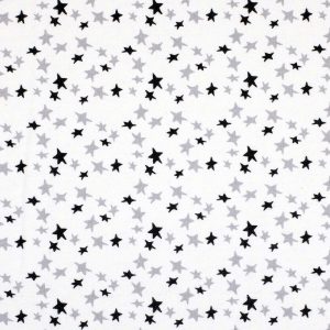 Glow in the Dark Flannel Fabric Stars on White