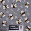 18 x 21 Bees on Gray Novelty Cotton Fabric Quarter 1pc