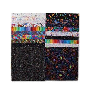 10 Rainbow Bright Cotton Fabric Squares 42pc