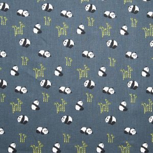 Panda Bears On Navy Novelty Prints Cotton Fabric