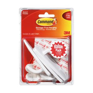 Command 5lbs White Large Hooks   Strips 9ct