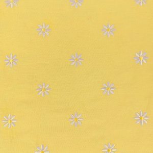 Daisy Embroideries on Yellow Quilt Cotton Fabric by Keepsake Calico
