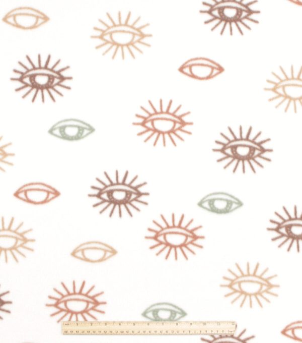Cream Eye Blizzard Prints Fleece Fabric - Image 2