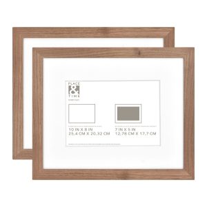 10 x 8 Matted to 7 x 5 Walnut Picture Frames 2pk by Place   Time