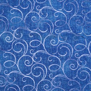 Blue Scroll Quilt Foil Cotton Fabric by Keepsake Calico