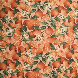 Oranges   Blossoms Novelty Cotton Fabric