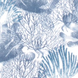 Blue Coral on White Anti Pill Fleece Fabric