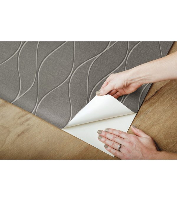 RoomMates Wallpaper Grey Wave Ogee - Image 5