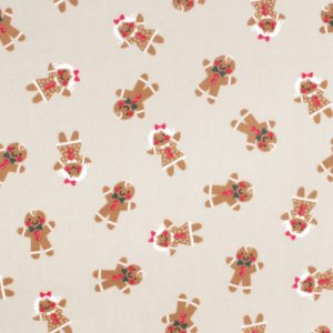 Christmas Gingerbread on Beige Anti Pill Fleece Fabric