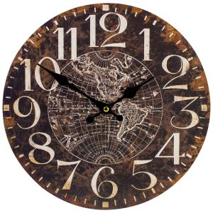 Northlight 12 Battery Operated Round Wall Clock with World Globe Design