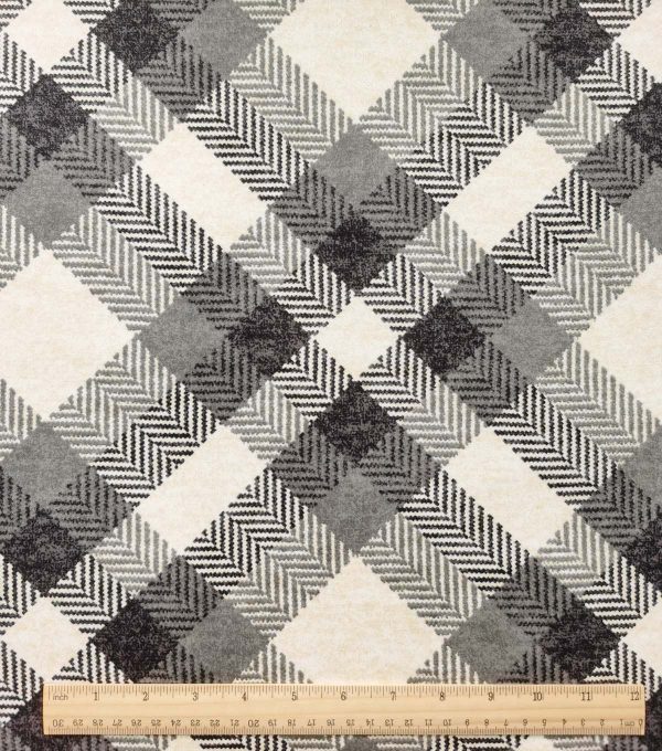 Gray Diagonal Plaid Luxe Flannel Fabric - Image 3