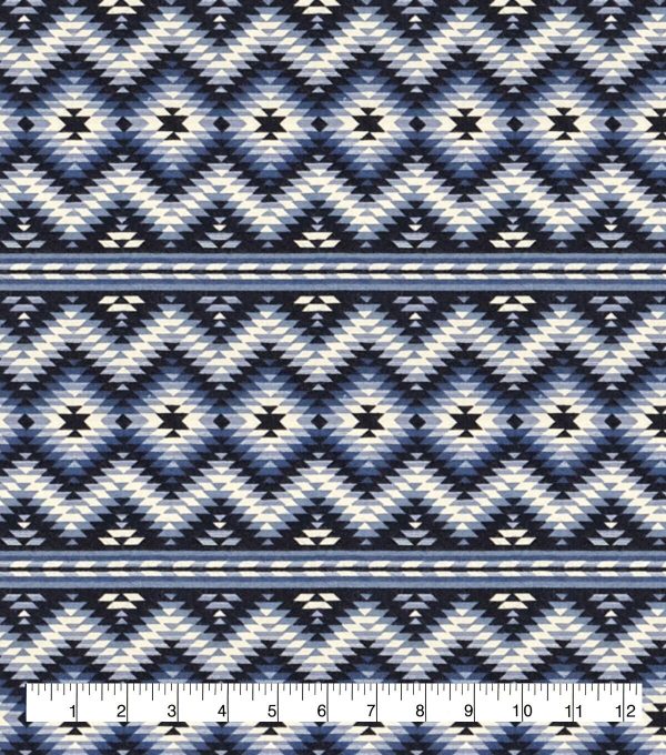 Blue Aztec Super Snuggle Flannel Fabric - Image 2