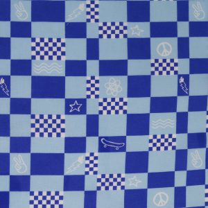 Checkerboard Blue Novelty Cotton Fabric