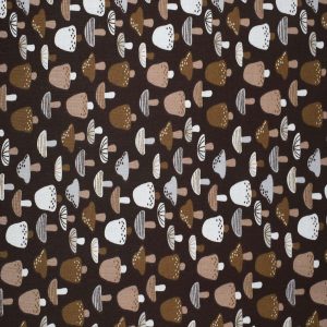 In the Wild Mushrooms on Brown Cotton Fabric by Quilter s Showcase