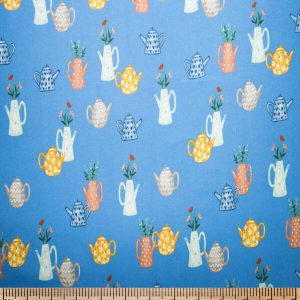 Super Snuggle Tossed Tea Pots Flannel Fabric