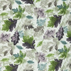 Green   Purple Leaves Anti Pill Fleece Fabric