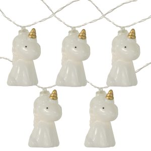 Northlight 10-Count White Unicorn LED String Lights   4.5 ft Clear Wire