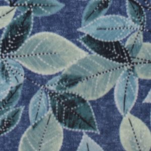 Leaves on Blue Anti Pill Plush Fleece Fabric