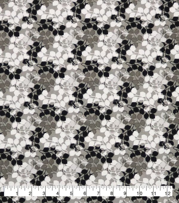 Leaves Black 108 Wide Flannel Fabric - Image 2