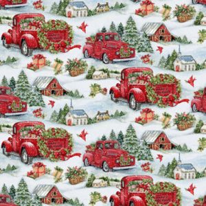 Springs Creative Wreath Barn Christmas Cotton Fabric