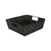 Simplify 13 x 5 Black   Silver Lurex Striped Woven Storage Shelf Bin
