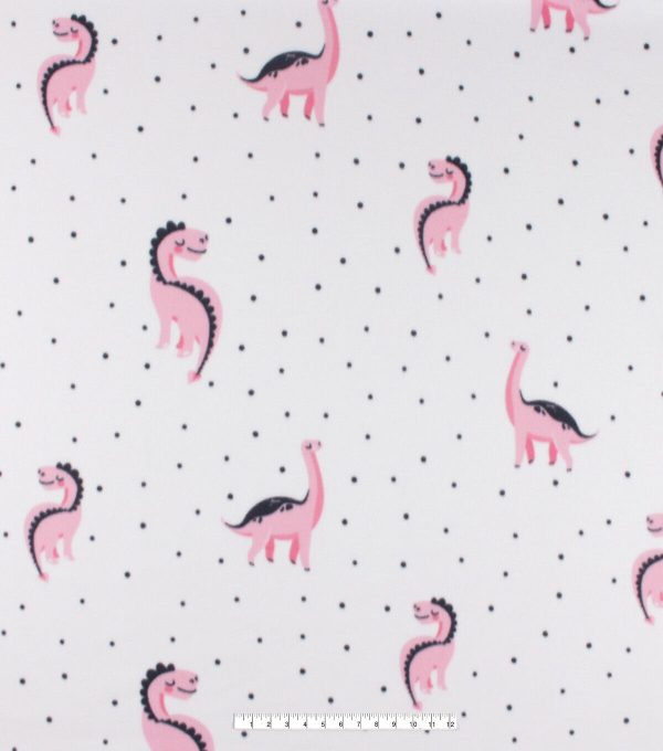 Cute Dino Blizzard Prints Fleece Fabric - Image 4