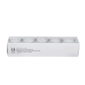 5pk White Unscented Votives With Glass Holders by Place   Time