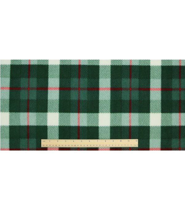 Green Plaid Anti Pill Fleece Fabric - Image 4