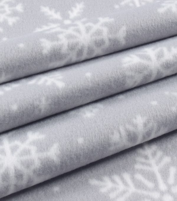 Gray Snowflake Blizzard Fleece Fabric - Image 3