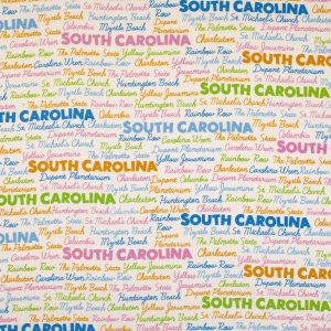 South Carolina Cotton Fabric Tossed Words