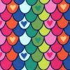 Multi Heart Mermaid Scales Super Snuggle Flannel Fabric